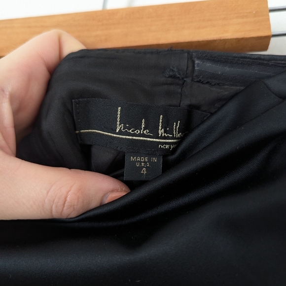 Nicole Miller Black Satin Strapless A-line Button Back Maxi Dress Formal Gown - Picture 2 of 4